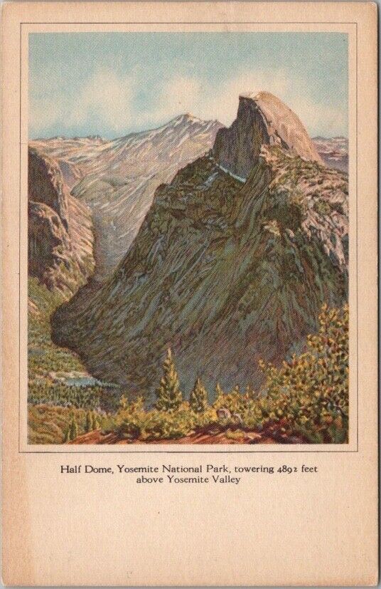 c1910s YOSEMITE NATIONAL PARK California Postcard HALF DOME Panorama View UNUSED