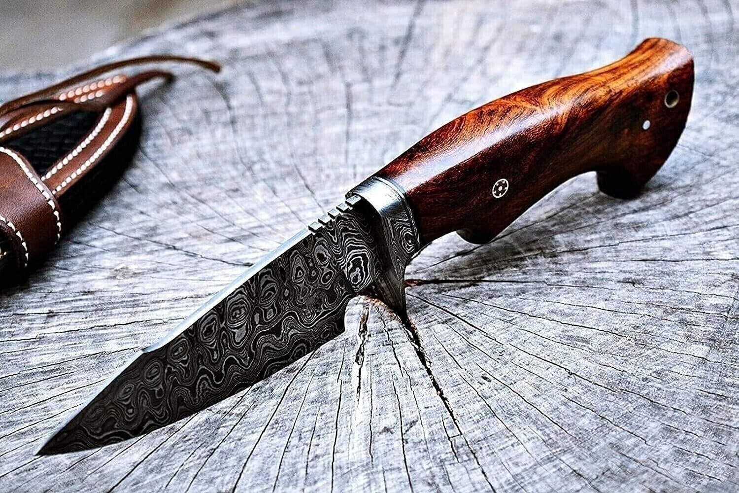 Handmade Damascus BOBCAT Hunting Knife, Bear hunter knife, BIGCAT knife for sale