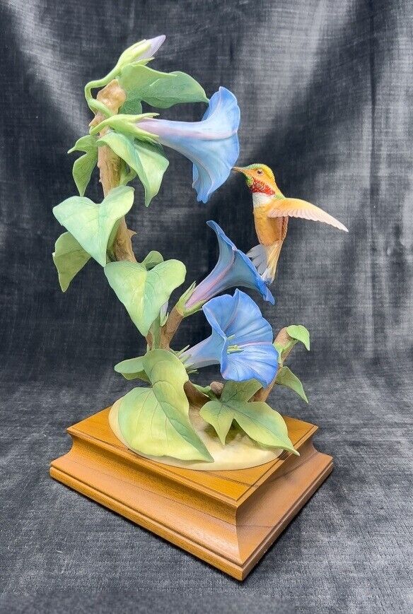 Royal Worcester Rufous hummingbird & Morning Glory #9, Exquisite & Flawless