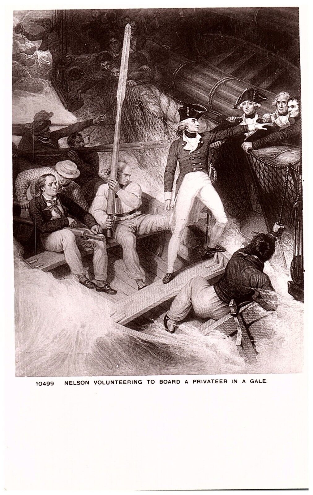 Postcard Lieutenant Nelson Volunteering To Board A Privateer In A Violent Gale