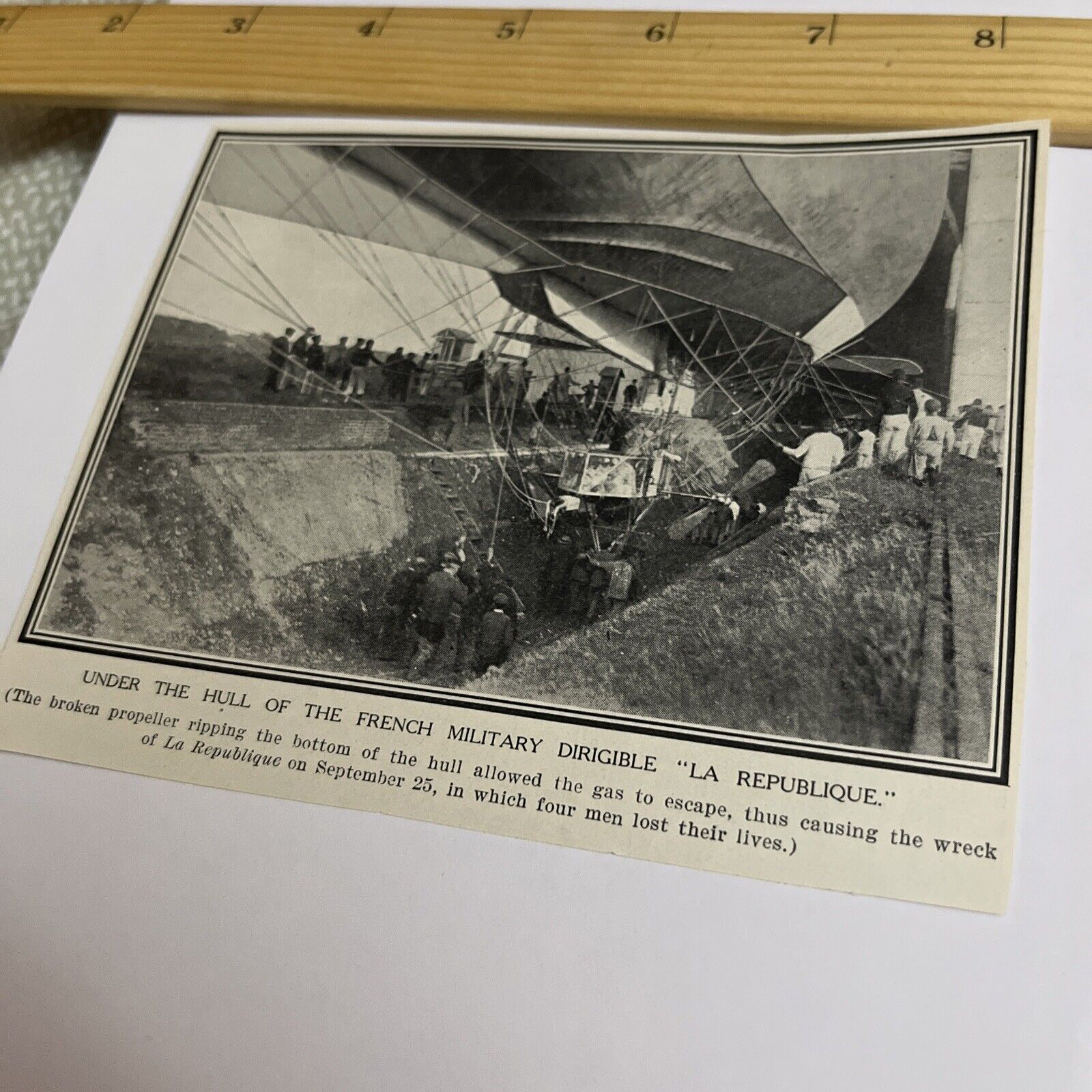 Antique 1909 Image: Under the Hull of French Military Dirigible La Republique