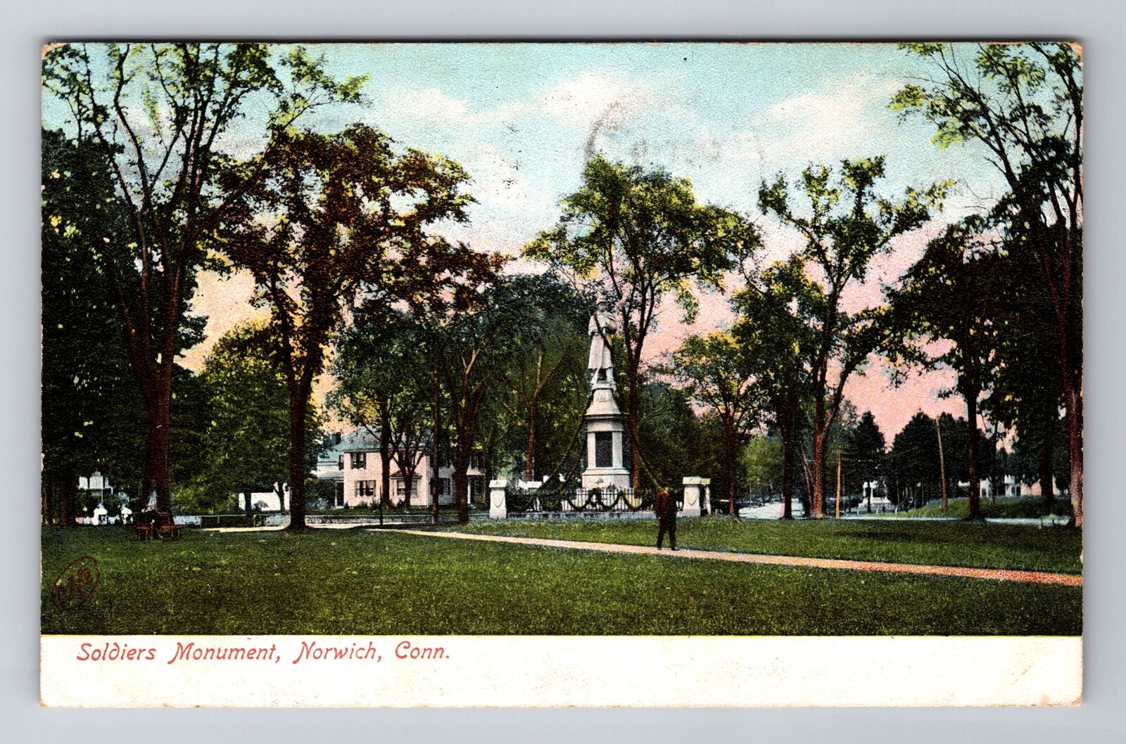 Norwich CT-Connecticut, Soldiers Monument, c1908 Antique Vintage Postcard
