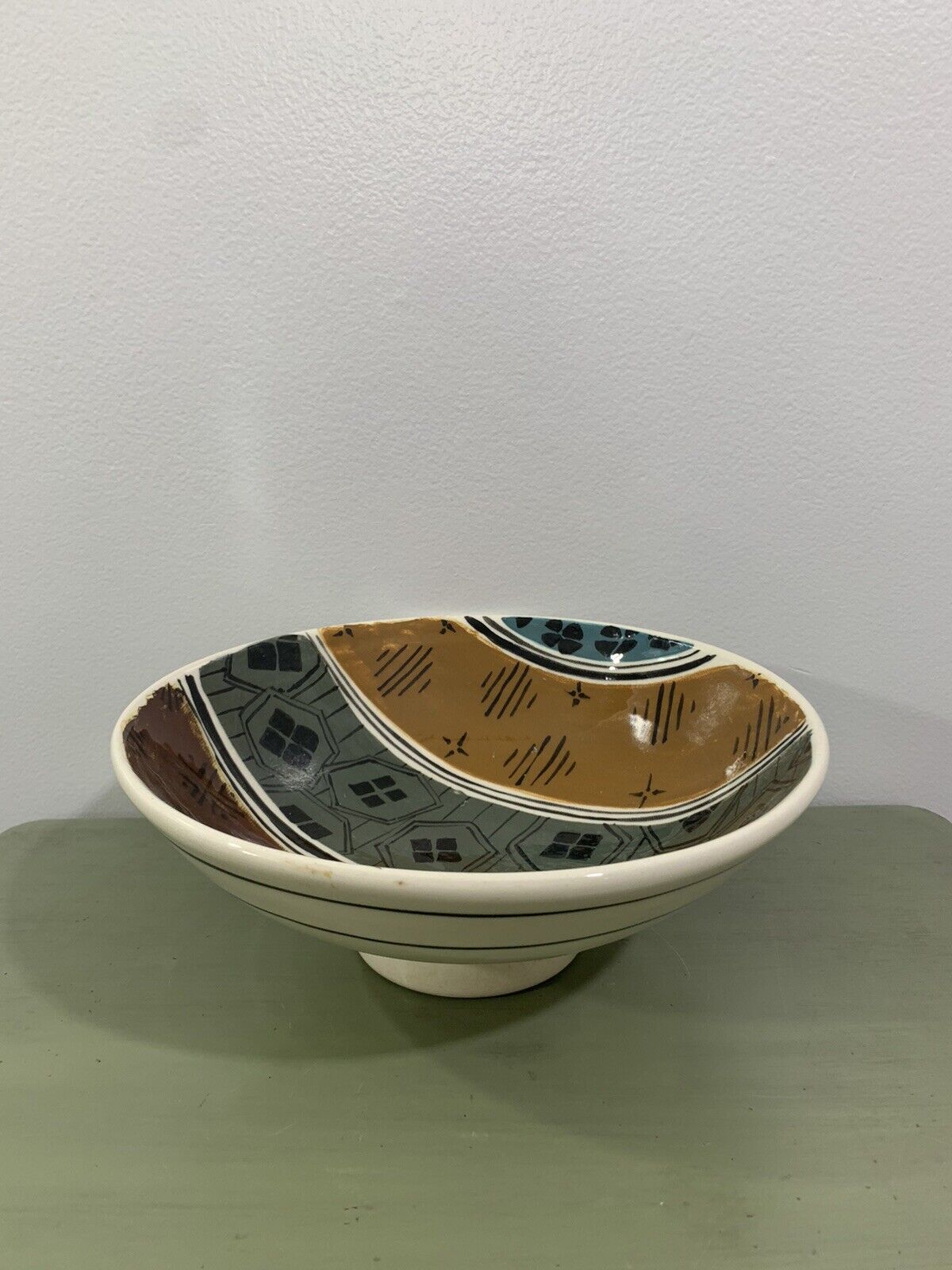 Vintage Bowl Ceramic Mid Century Modern Signed