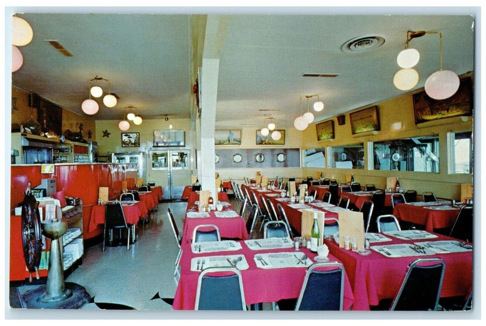 c1950's Lazio's Seafood Restaurant Dining Room Eureka California CA Postcard