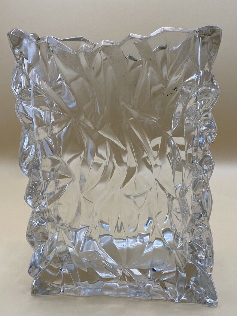 Vintage Rosenthal Crystal Paper Bag Vase -7” Height