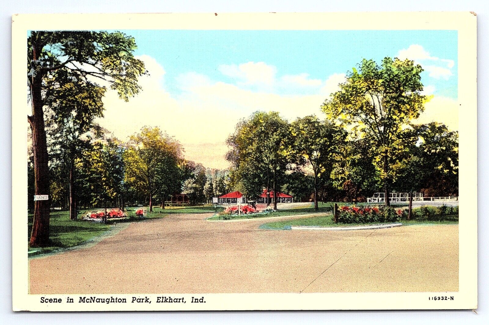 Postcard Elkhart Indiana Scene in McNaughton Park