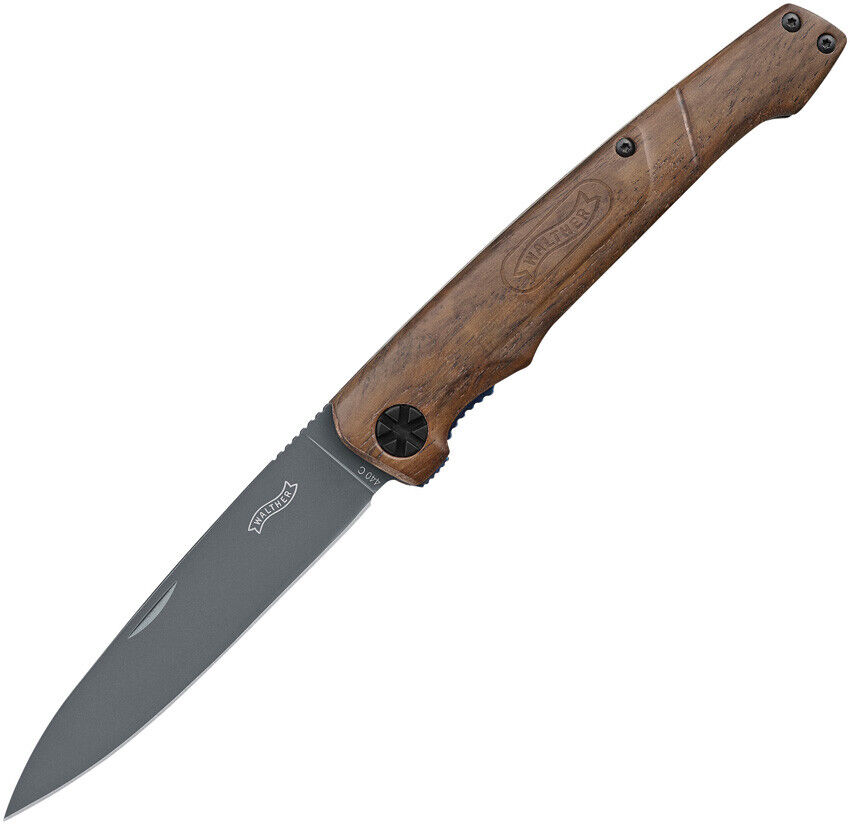 Walther BWK-1 Linerlock Brown Walnut Folding 440C Stainless Pocket Knife 50829