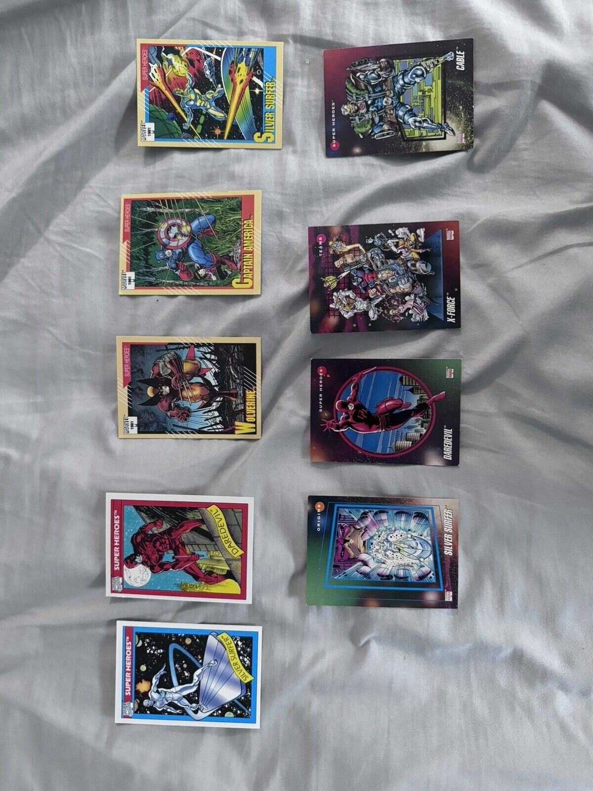 Vintage Lot of 9 Marvel Superhero Trading Cards From 90’s