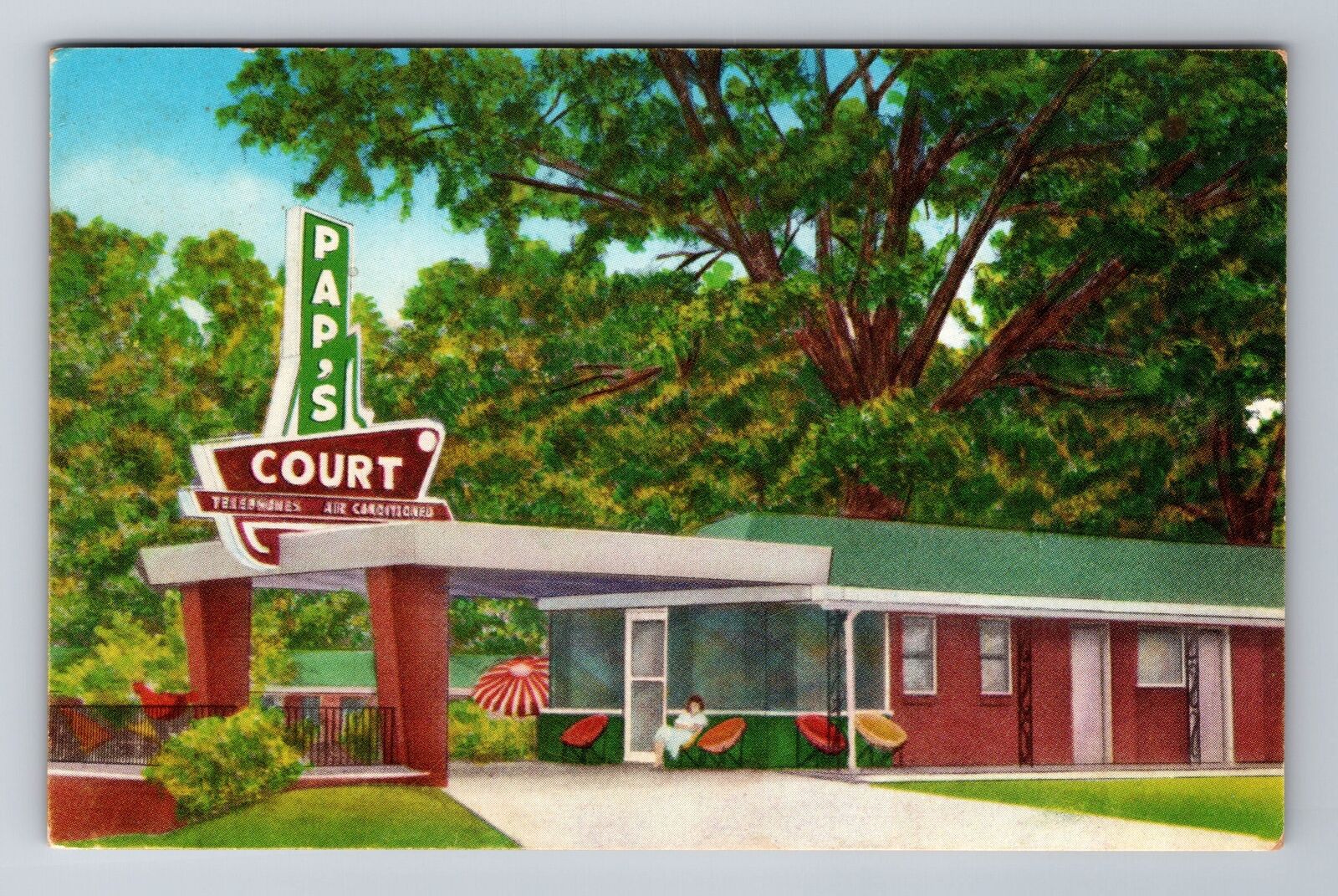 Opelousas LA-Louisiana, Pap's Court, Advertising, Vintage Souvenir Postcard