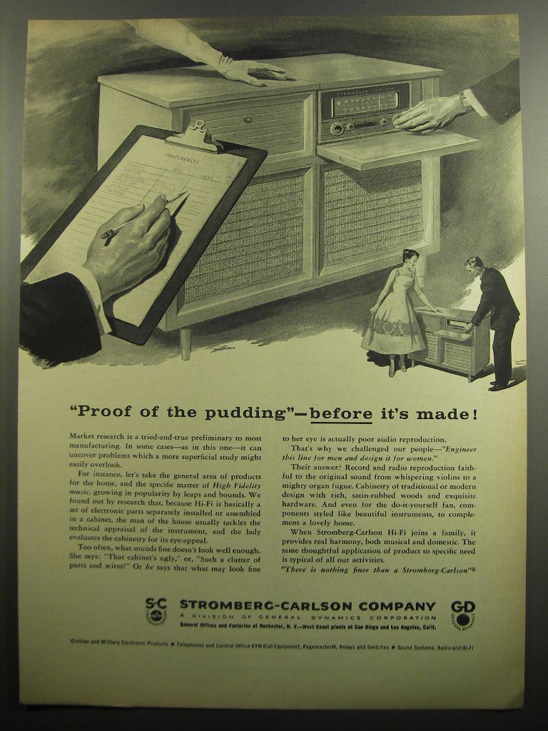 1957 Stromberg-Carlson Phonographs Ad - Proof of the pudding - before it\'s made
