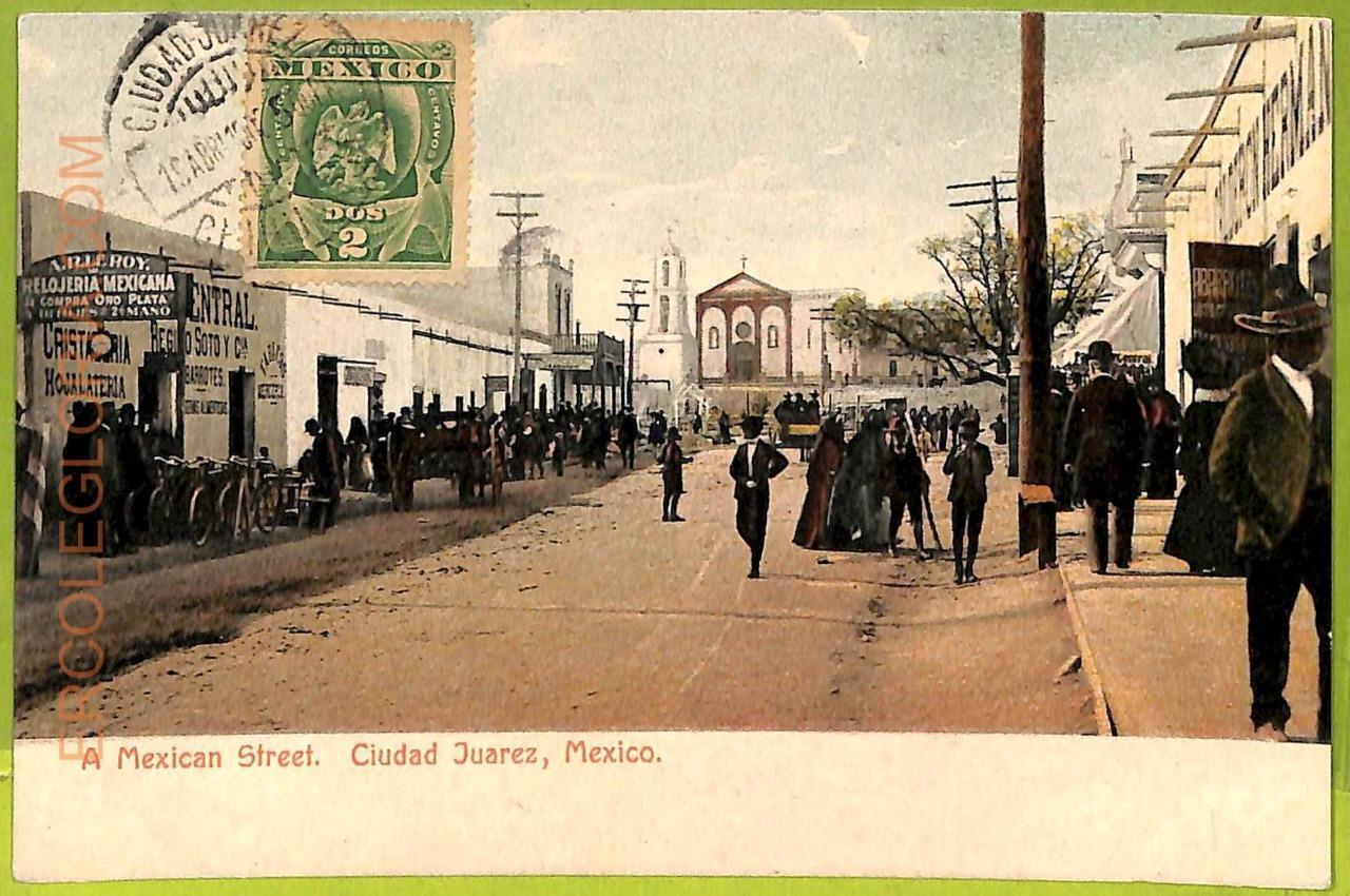 aa5724 - MEXICO -  Vintage Postcard  - Ciudad Juarez - A Mexican Street - 1900's