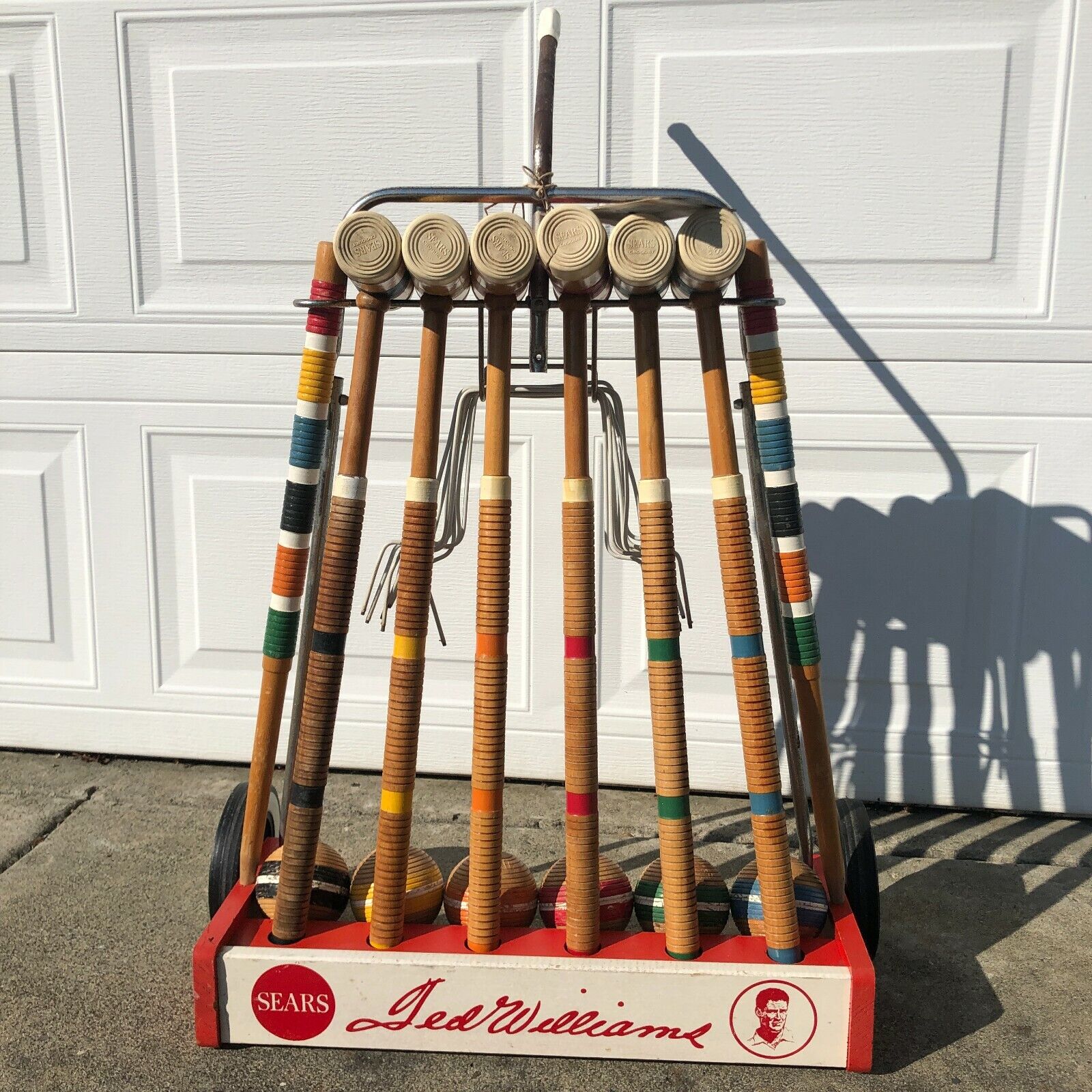 VINTAGE TED WILLIAMS SEARS CROQUET SET COMPLETE PAINTED WOOD EARLY 60\'S PROP 