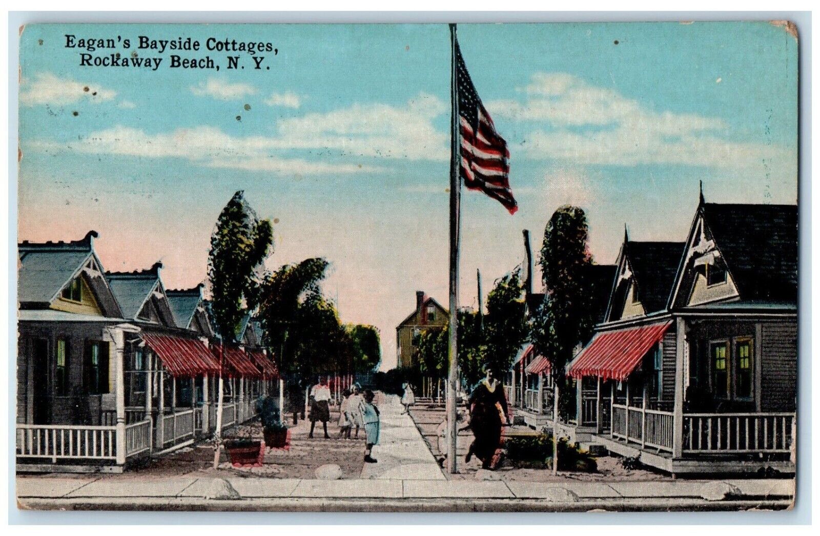 1917 Eagan\'s Bayside Cottages Rockaway Beach New York NY Posted Antique Postcard