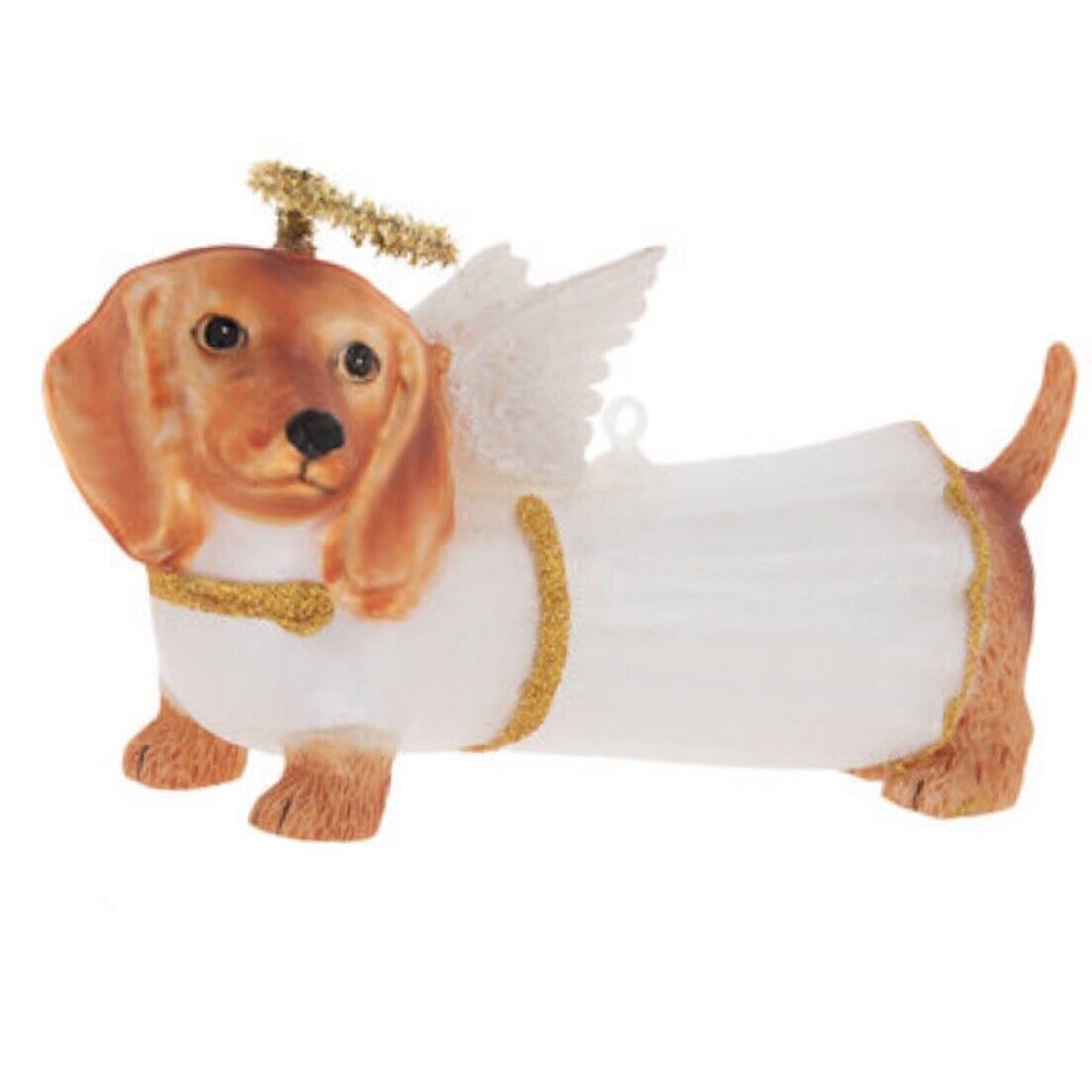 Angel Dachshund Weiner Dog Glass Ornament Dressed Animal Puppy Pet Heaven God