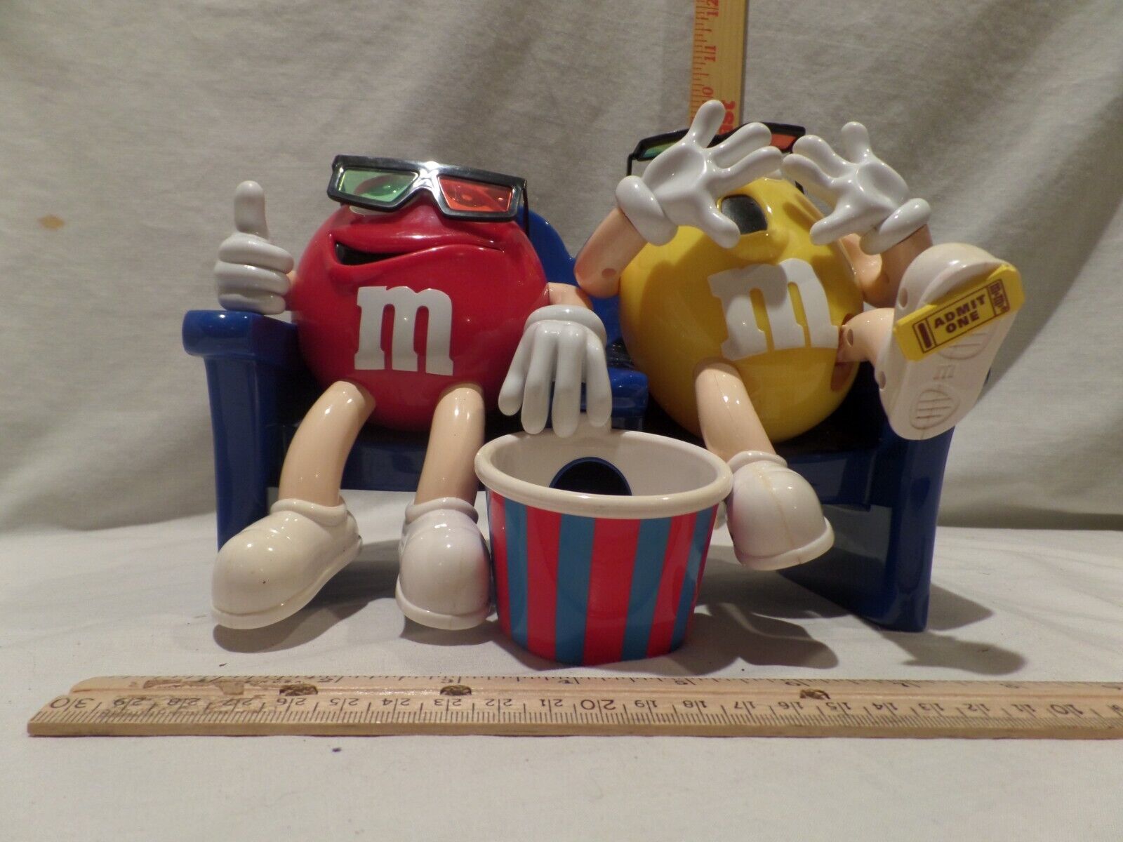 M&M’s 3-D Movie Theater Dispenser Red & Yellow Candy Mars MM Admit One/see Desc.