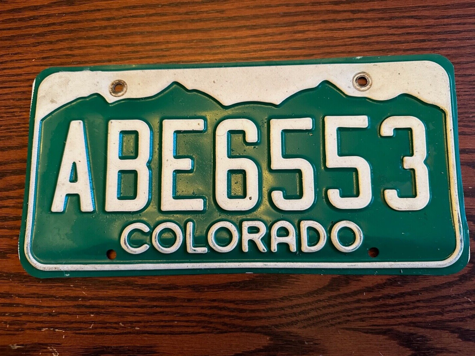 1990s Colorado License Plate ABE 6553 Green Mountain CO USA Authentic Metal