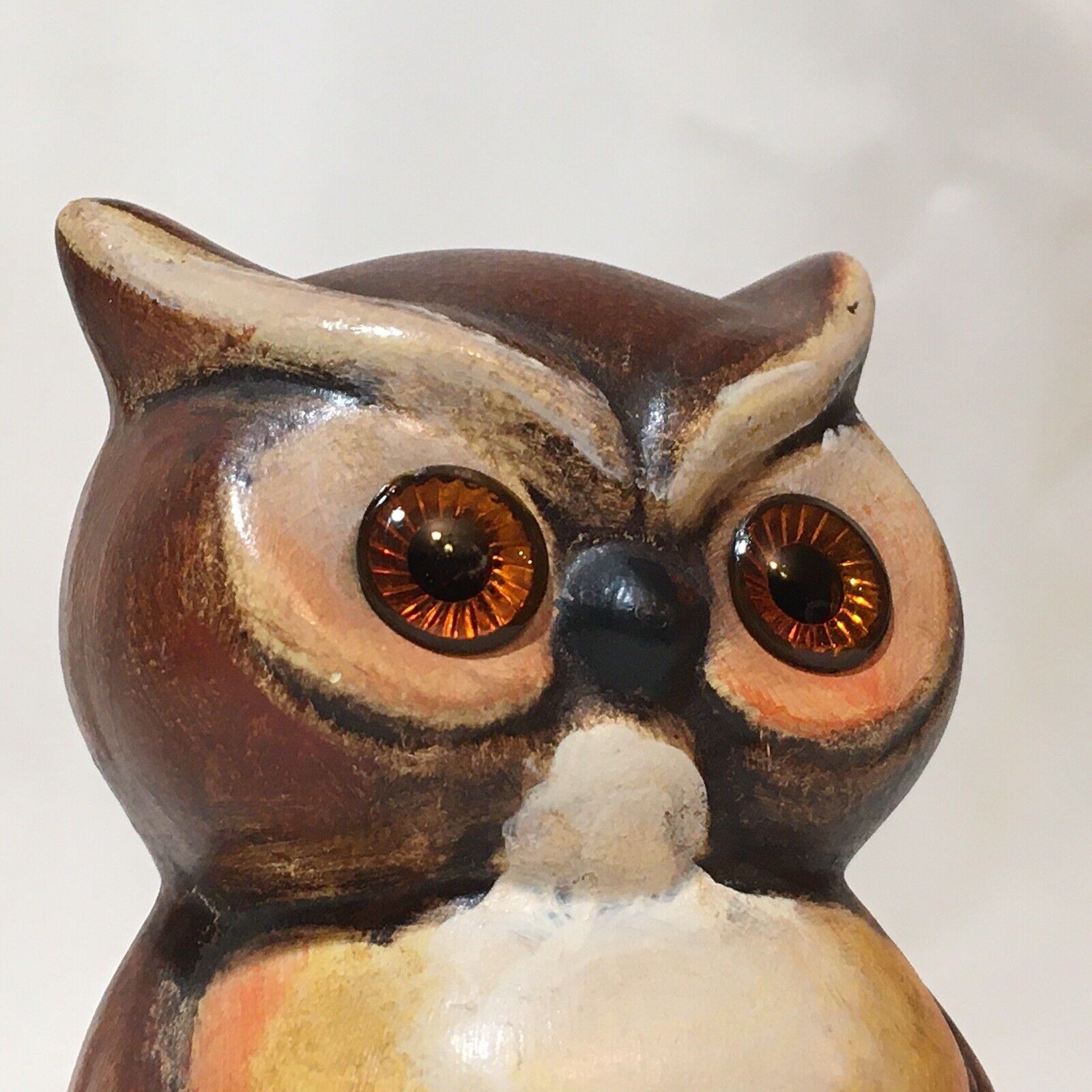 3.9” Vintage Ceramic Owl Figurine, Hand Painted, Whimsical Collectible❤️
