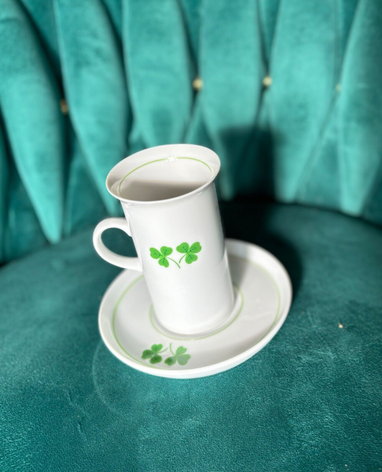 Feeney Toscany Irish clover coffee mug with saucer set 6 plus 2 extra mugs