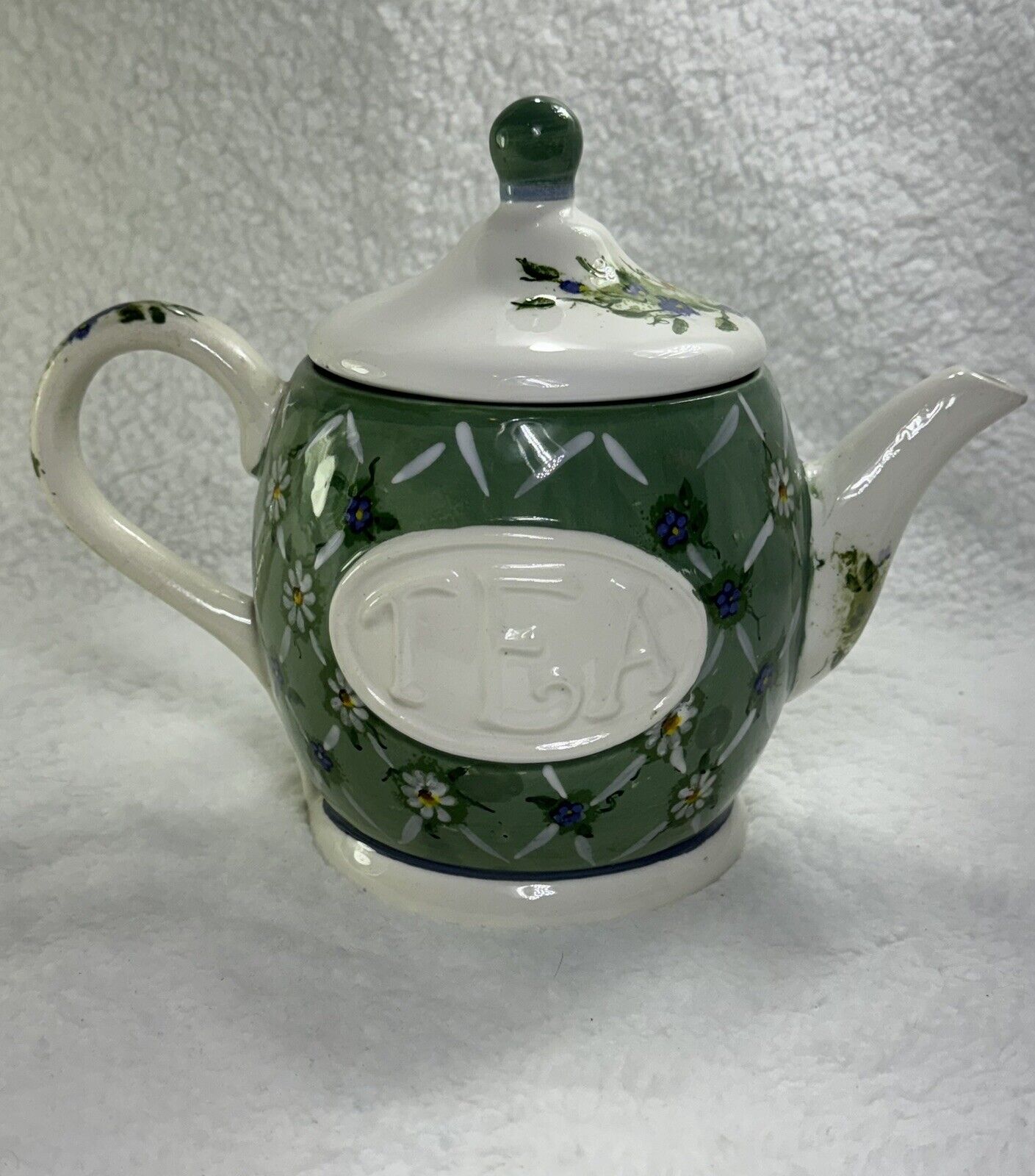 Vintage The Kathy Hatch Collection Handpainted Tea Pot From The Herb Collection