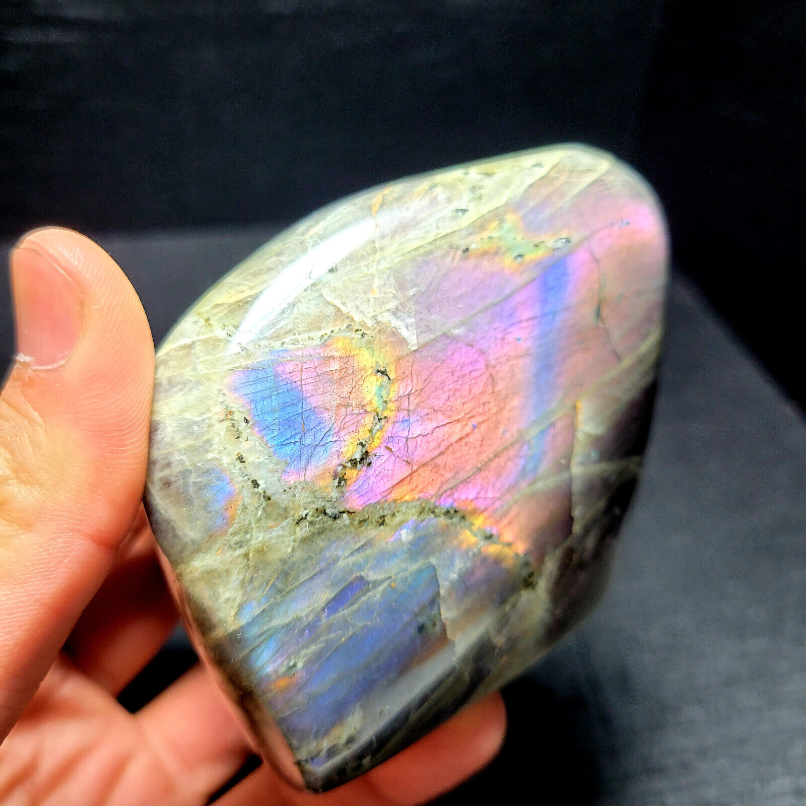 560G Natural Purple Flash Rainbow Labradorite Polished Gemstone Healing YCF145
