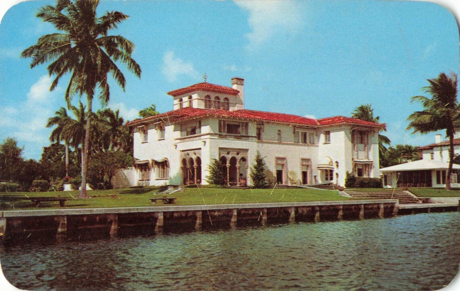 Miami Beach Florida, Indian Creek, Home of Fred Snite, Vintage Postcard