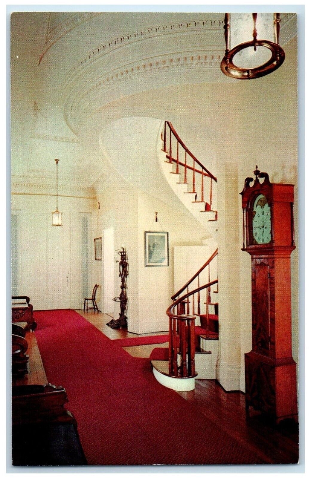 Madison Indiana IN Postcard Lanier State Memorial Hallway Spiral Stairway c1960