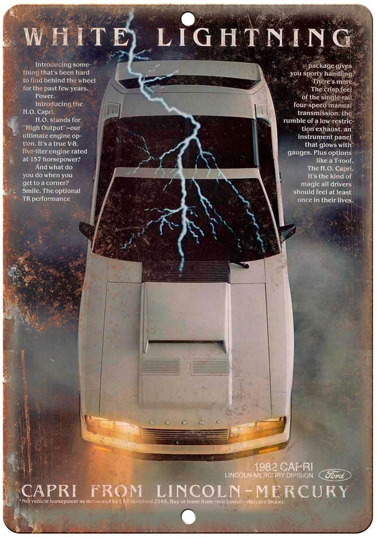 1982 Mercury Capri Ford Lincoln Auto Ad Reproduction Metal Sign A319