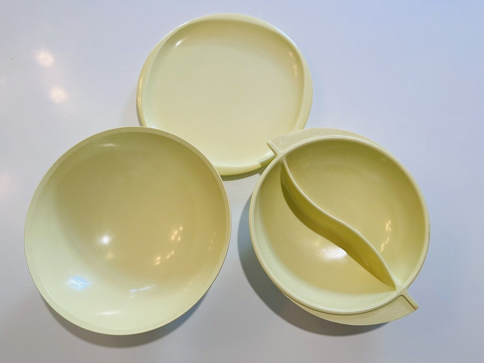 Melmac Vintage Dishes Boonton Ware Three Piece Serving Set Buttery Yellow
