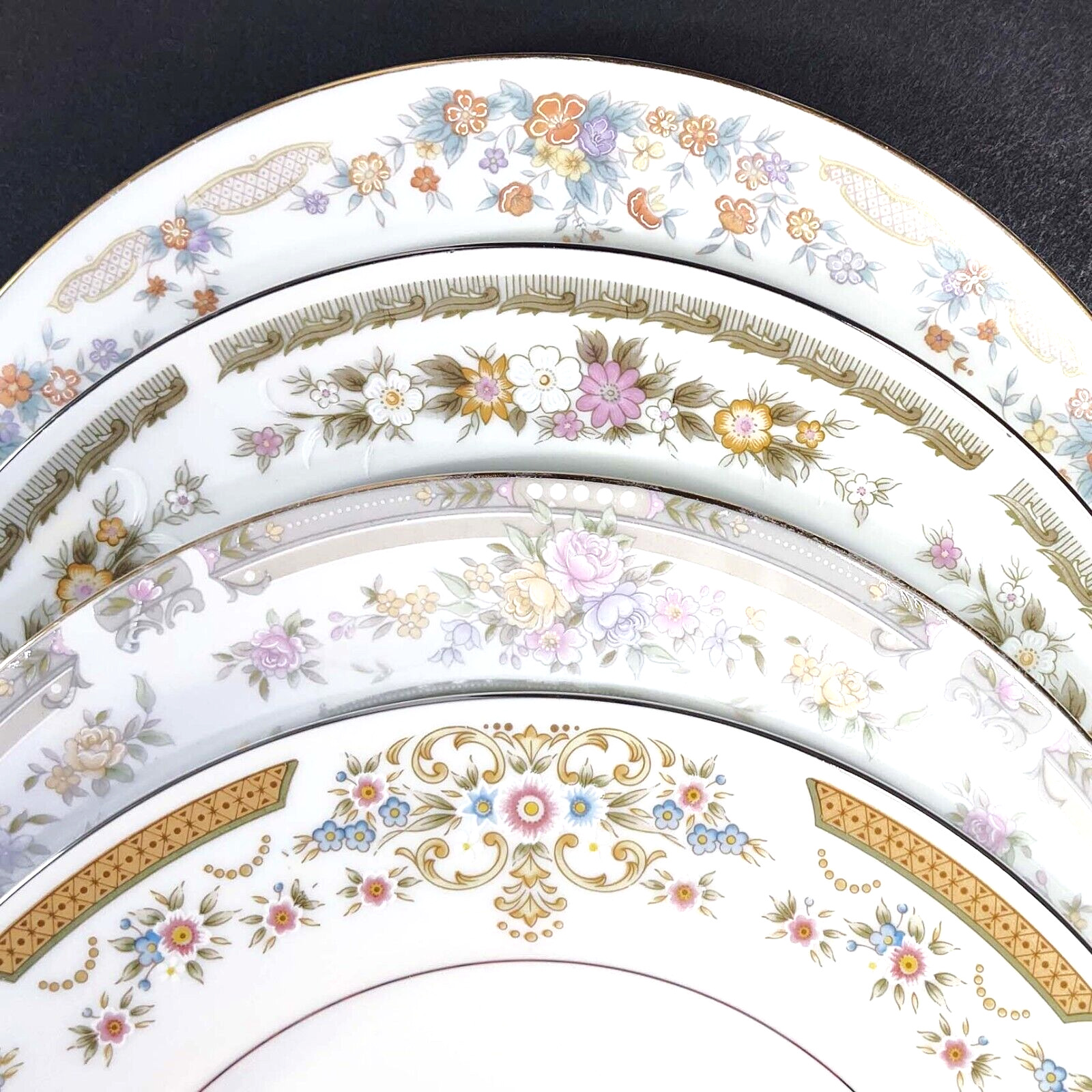 Mismatched Dinner Plates Vintage Floral China Plates Mix and Match Set of 4