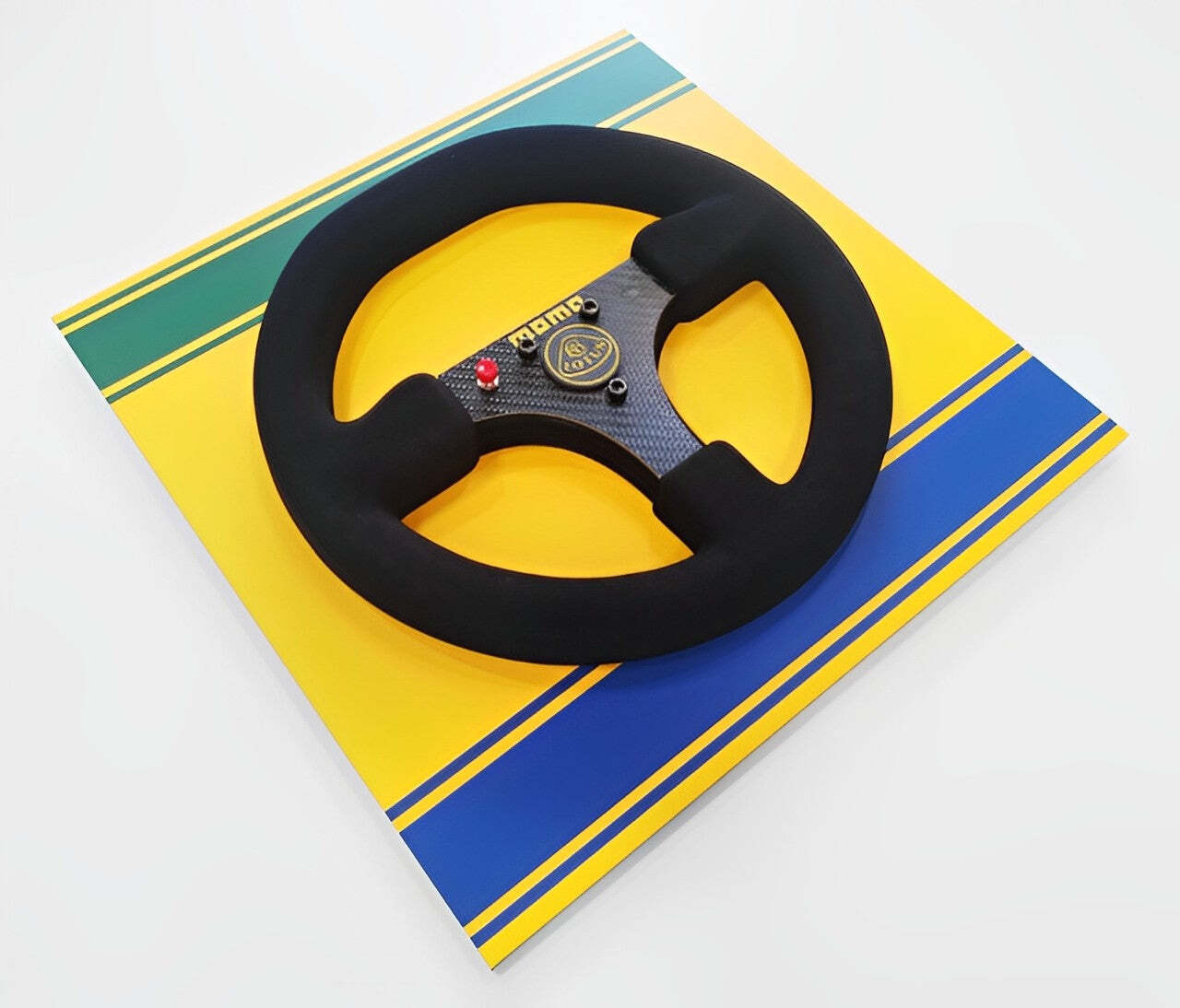 Ayrton Senna 1985 Lotus 97T Steering Wheel 3D Wall Art - Helmet Theme