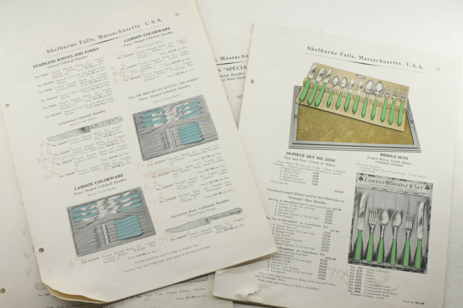 1932 Lamson Goodnow Cutlery Catalog Sheets Colorware Boning Ephemera P1516G