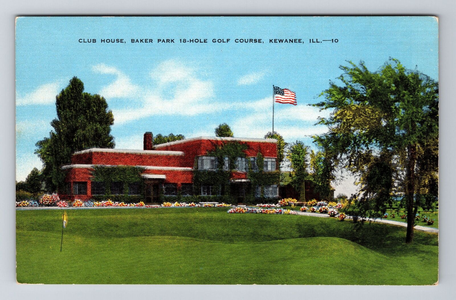 Kewanee IL-Illinois, Club House, Golf Course, Baker Park, Vintage Postcard