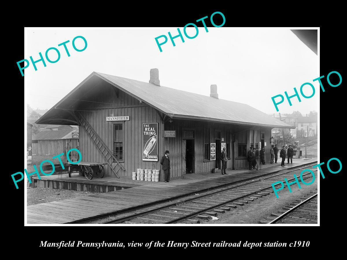 OLD 8x6 HISTORIC PHOTO OF MANSFIELD PENNSYLVANIA THE RAILROAD DEPOT c1910