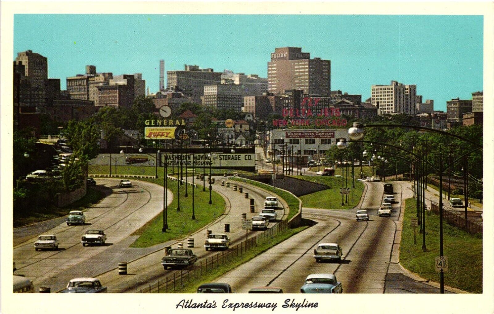 Postcard Atlanta\'s Expressway Skyline Atlanta Georgia