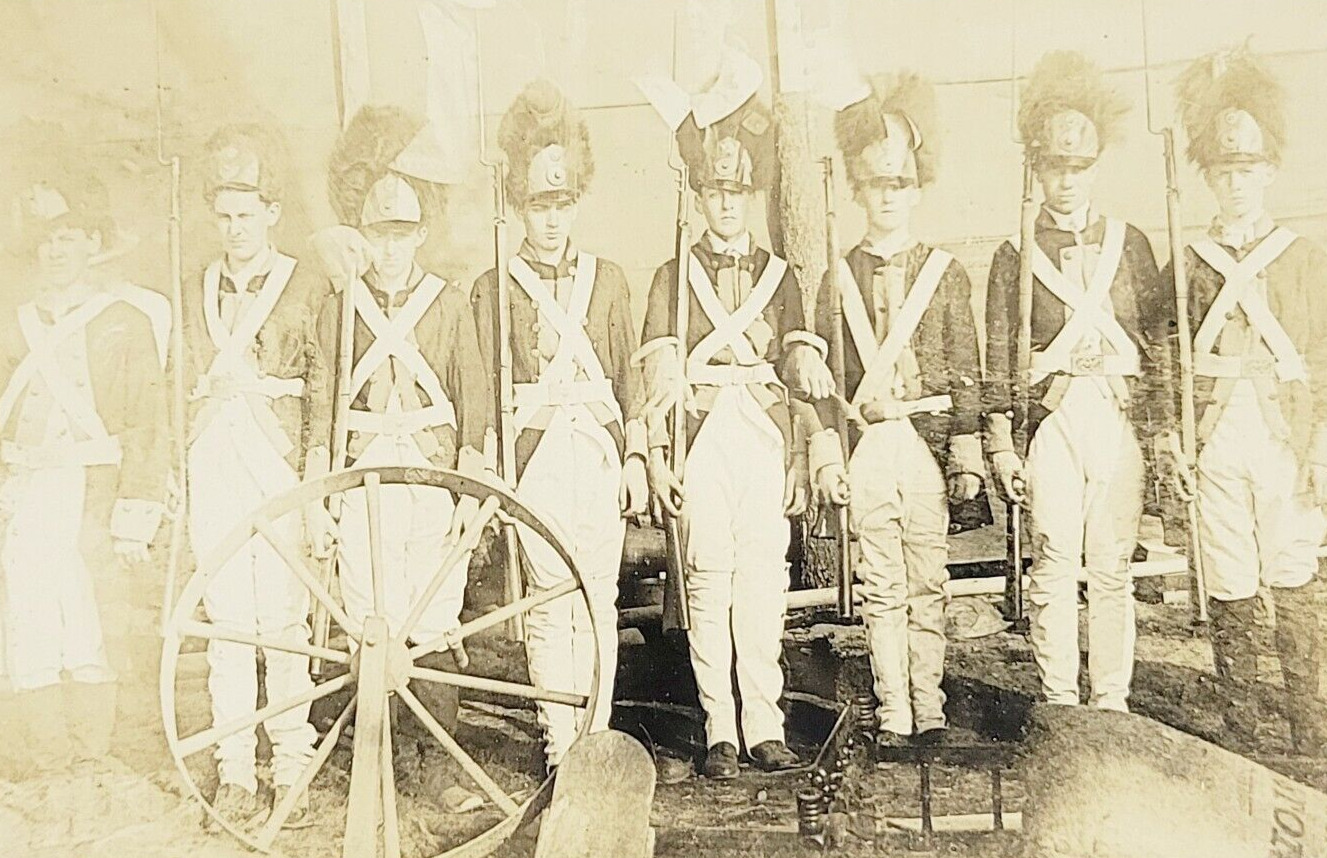 c1910 RPPC Postcard Revolutionary War Reenactment With Costumes Rifles Uniforms