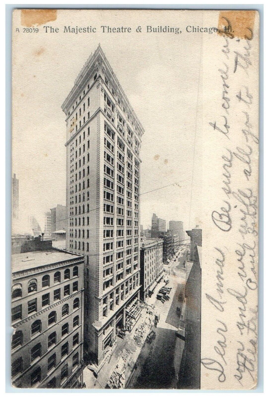 1907 The Majestic Theatre Building Exterior Chicago Illinois IL Vintage Postcard