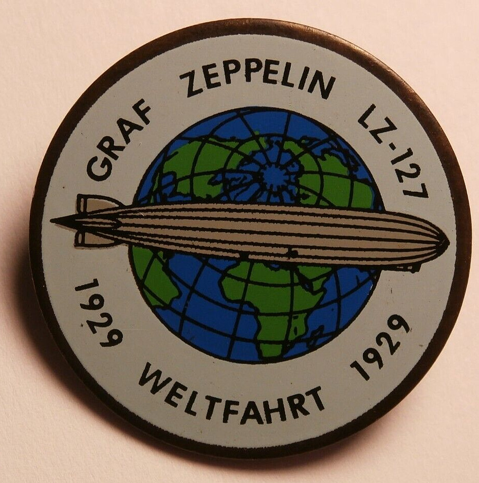 1929 GRAF ZEPPELIN WORLD FLIGHT ENAMELED PIN GIVEN TO PAYING PASSENGERS S-955A