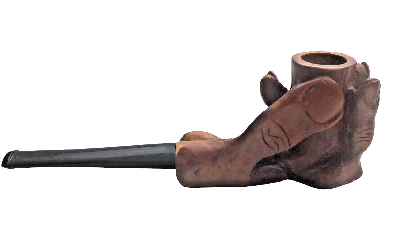 Hand Holding Smooth Bowl Tobacco Pipe Vintage Handcarved Handcrafted Beautiful