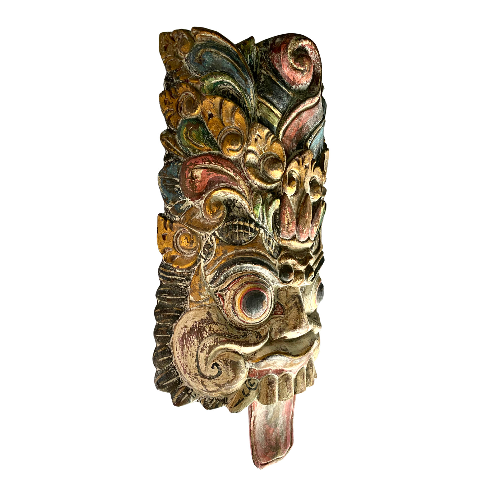 Balinese Boma Barong Mask Vintage Style Guardian Demon Bali Wall Art carved wood