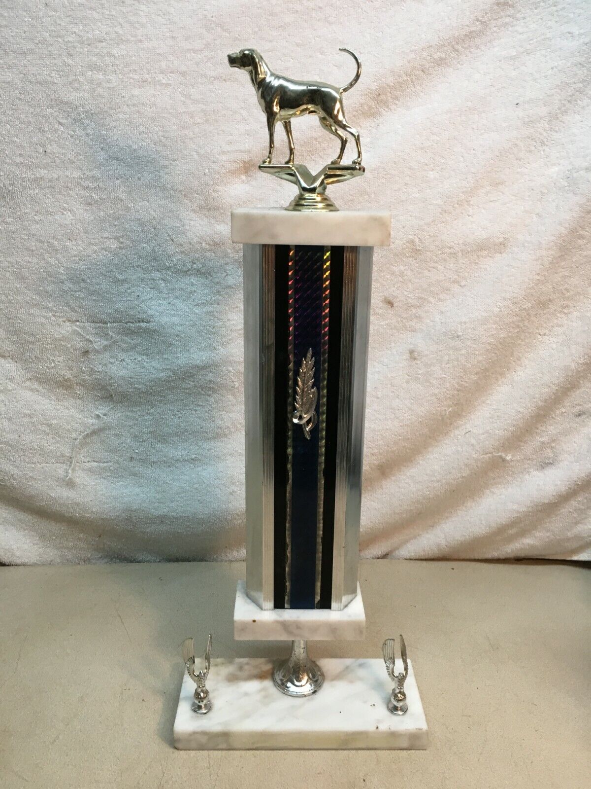 Vintage Coon Dog Hunting Champion Trophy On Marble Base 19in Tall