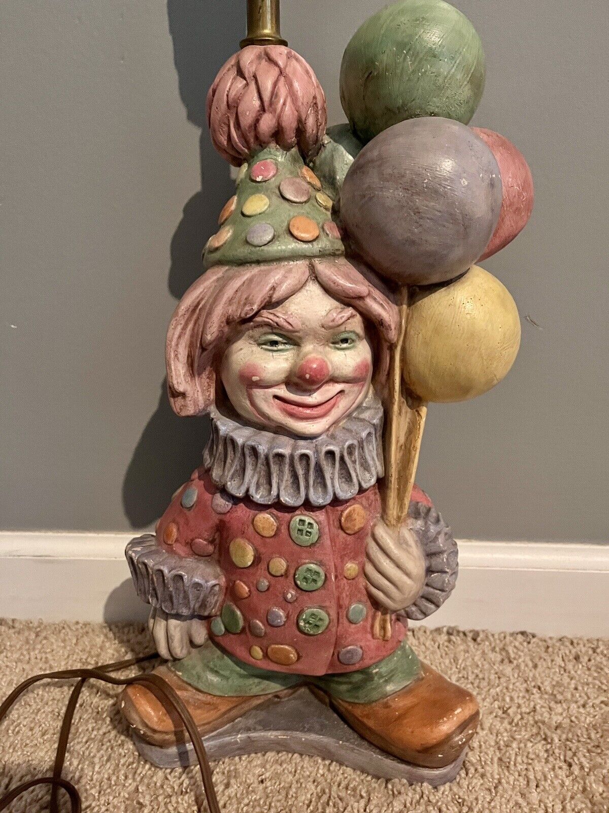 Vintage Tuscany Ceramic 1975 Clown Table Lamp
