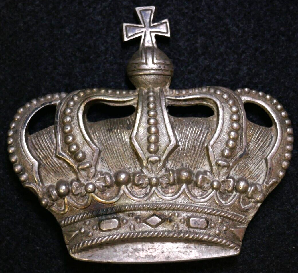 Original Dutch Netherlands Kings Crown Badge Insignia Uniform Pin Medal Silver