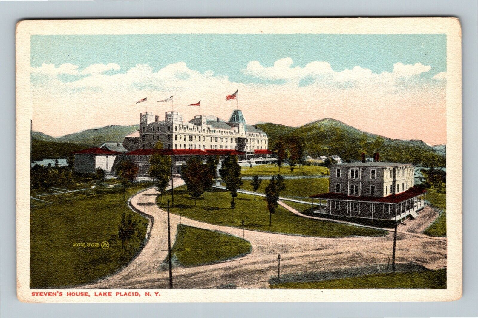 Lake Placid, Steven\'s House Resort, Demolished 1940\'s, New York Vintage Postcard