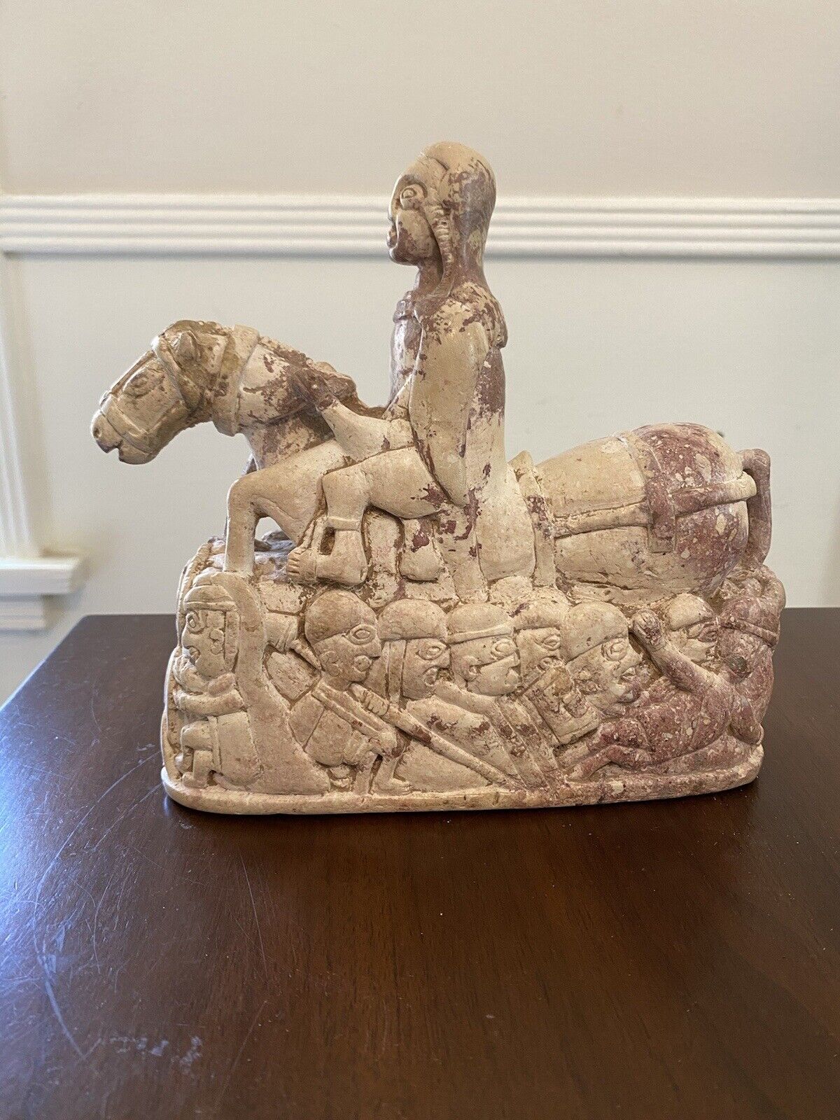 Vintage Antique Carved Soapstone Horse Sculpture Rider Maccabee Spanish