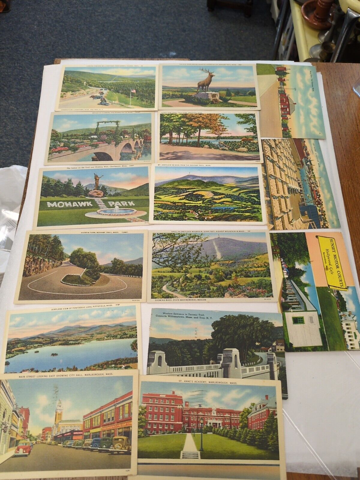 Lot Of 15 Vintage Linen Post Cards Massachusetts 1940-1948