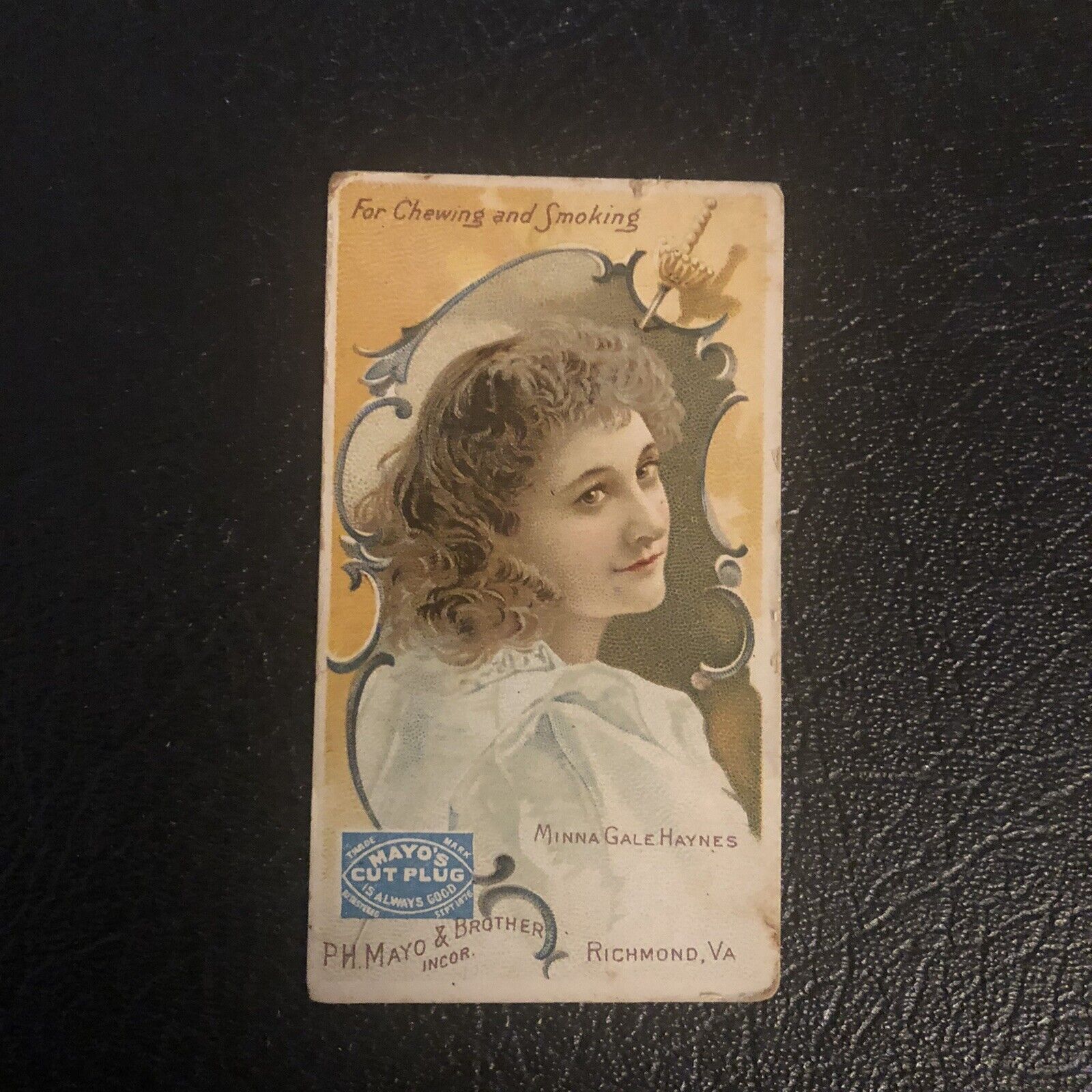 1888 Mayo's Cut Plug Tobacco ACTRESSES Woman Minna Gale Haynes