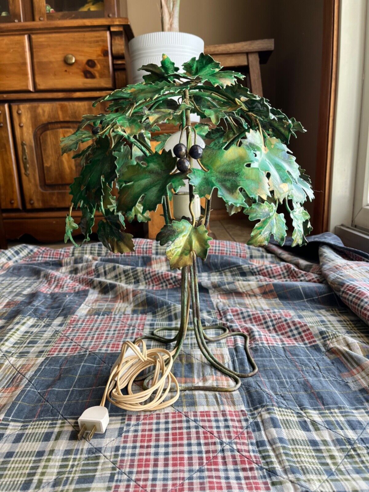 Vintage 17” Brass Tree Lamp Works Great
