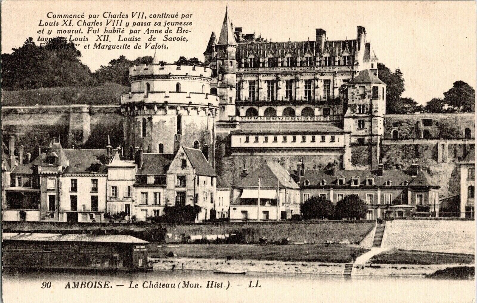 Amboise Le Chateau Mon Hist Charles VII Louis XI BW Antique Postcard UNP Unused
