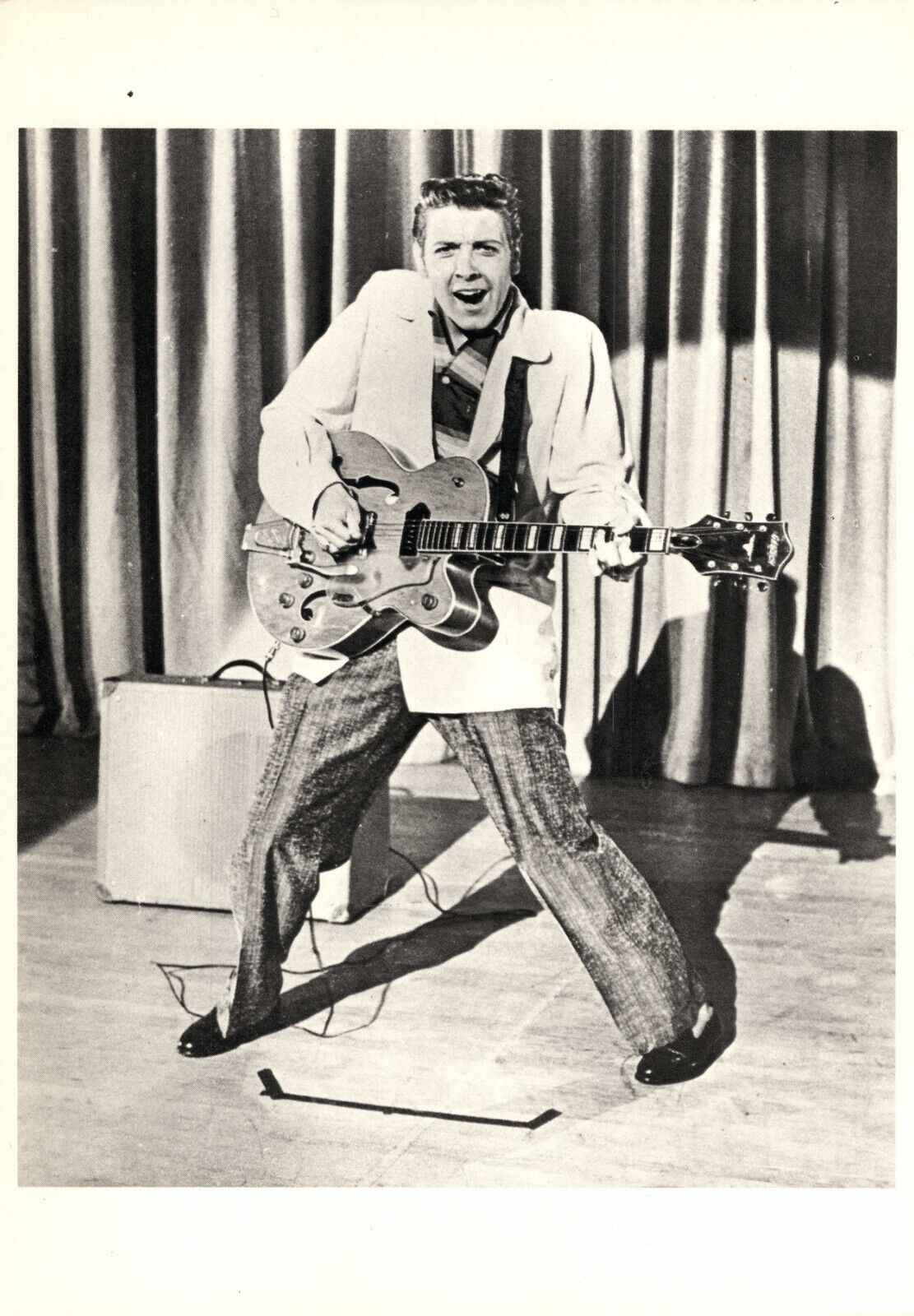 Eddie Cochran Rockabilly Pioneer Playing his Gretsch Guitar On Stage  Postcard