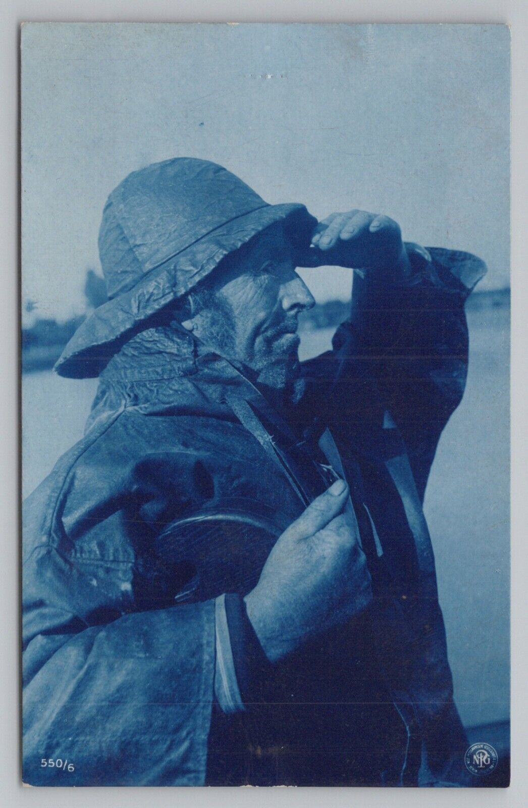 Fisherman Sailor Cyanotype Rotograph Co Undivided Back card Unposted